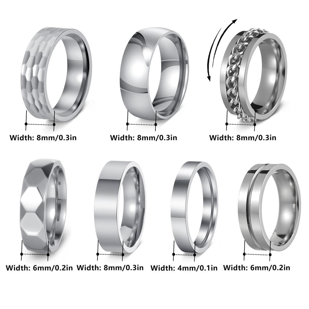 Unisex Stainless Steel Plated Rings Set: European & American Fashion Styles, Men's