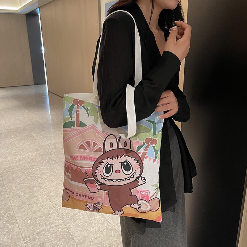 Labubu Cartoon Canvas Tote Bag 34x40cm