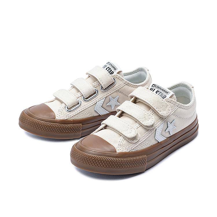 Converse Fabric Simple Versatile Casual Comfortable Velcro Durable Low-Top Canvas Shoes Kids sneaker Brown A11772C