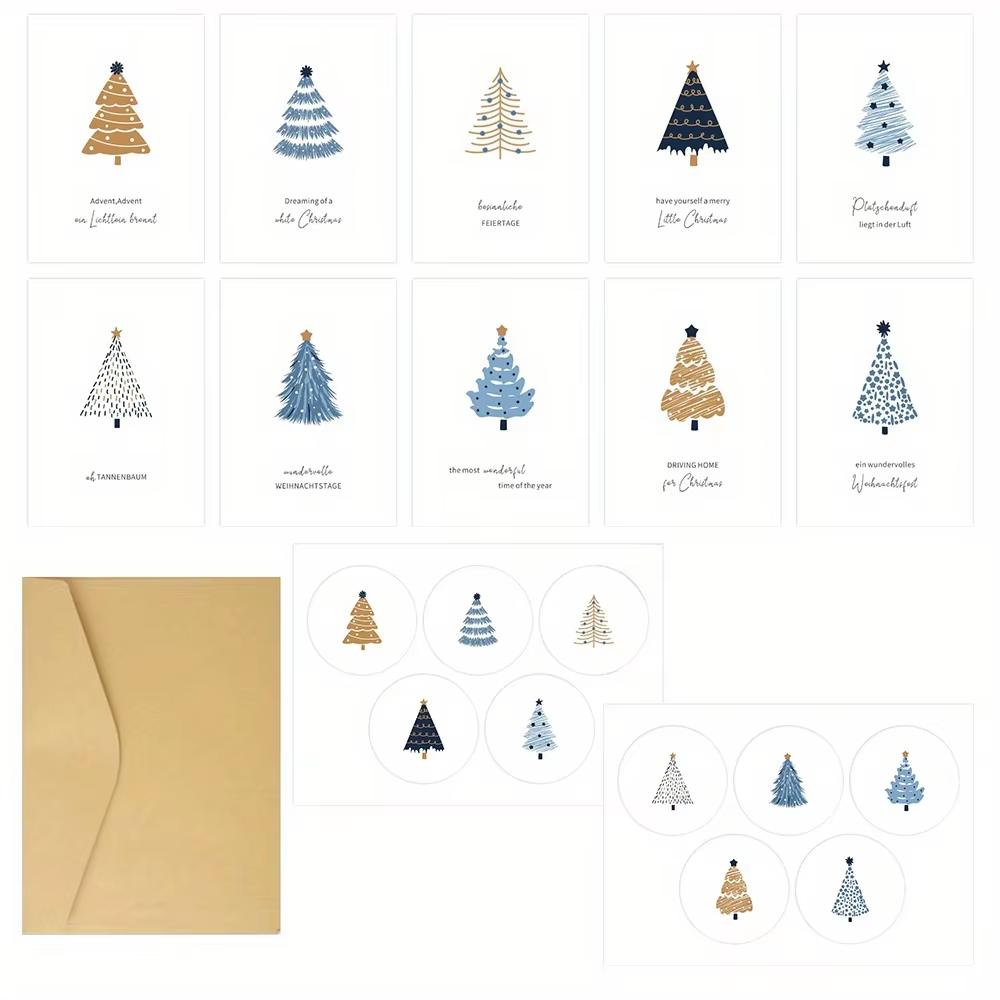 10Pcs Christmas Cards Set with Different Motifs, German Postcard Set for Christmas, Christmas Postcards with Greetings in German
