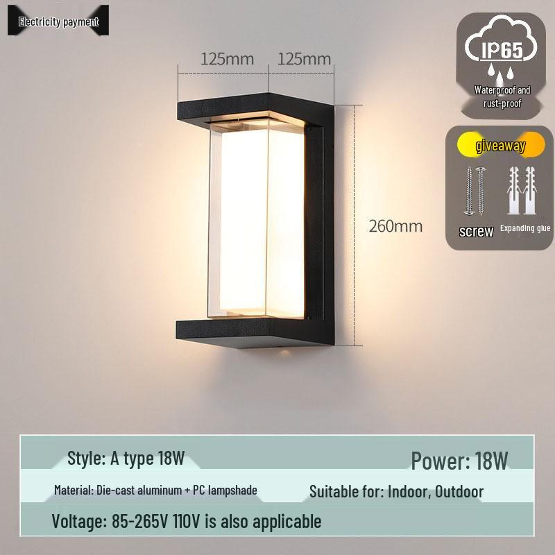 Waterproof Minimalist LED Wall Light with Smart Sensor for Outdoor Use