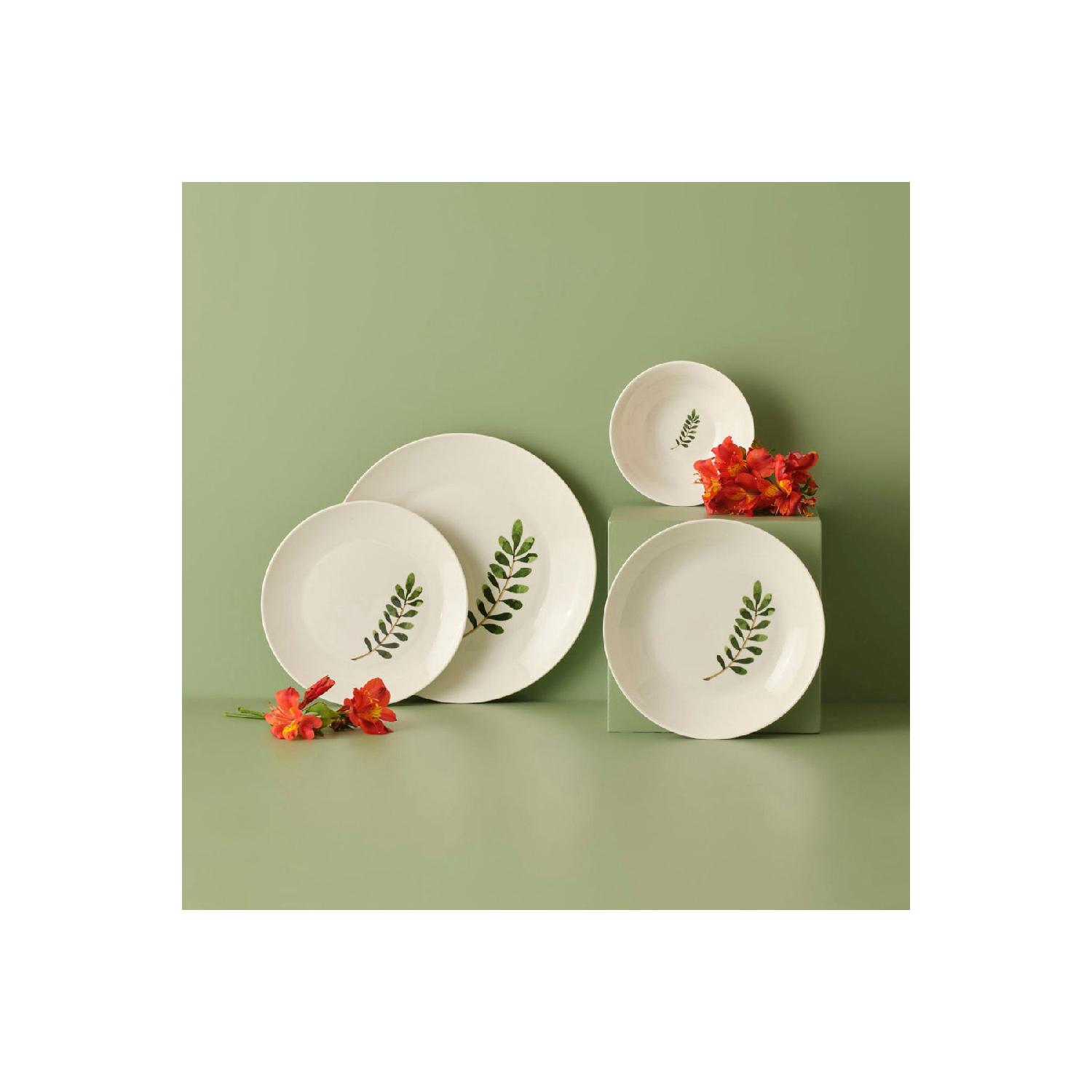 

Leaf New Bone 24 Piece Dinner Set For 6 Persons Green зелёный
