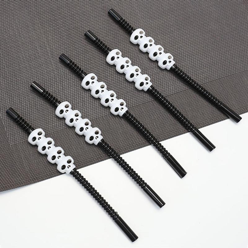 

4pcs Pumpkin Skeleton Straws Creative Plastic Drinking Straw Ghost Reusable Halloween Party Favors Disposable Tableware Supply