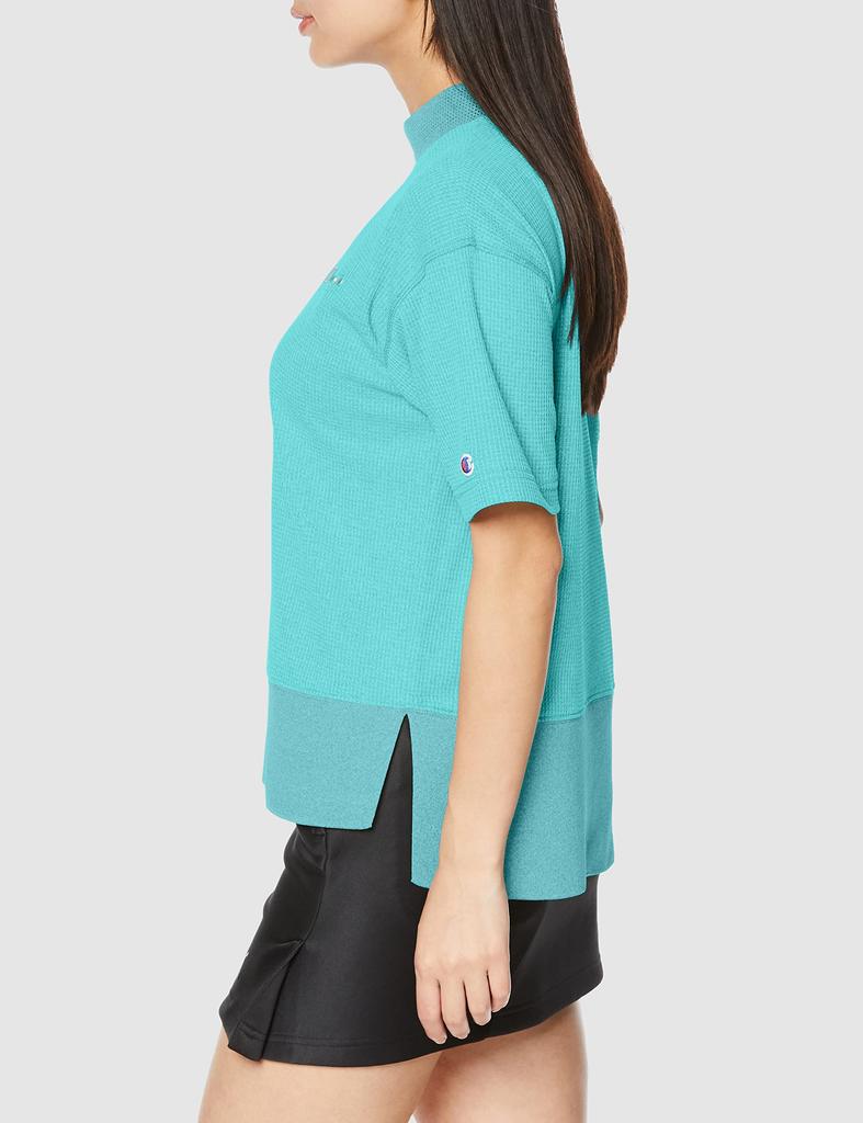 Short Quick UV Heat Script Mock Neck S [Champion] Sweatshirt, Sleeve, Dry, Protection, Shield, Logo, Shirt, Women's Golf, CW-XG308 Saxophone,