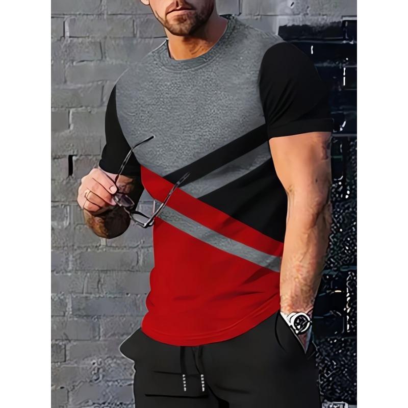 Summer European-American Men's Youth Fashion Sports Printed Loose Casual Short Sleeve T-Shirt