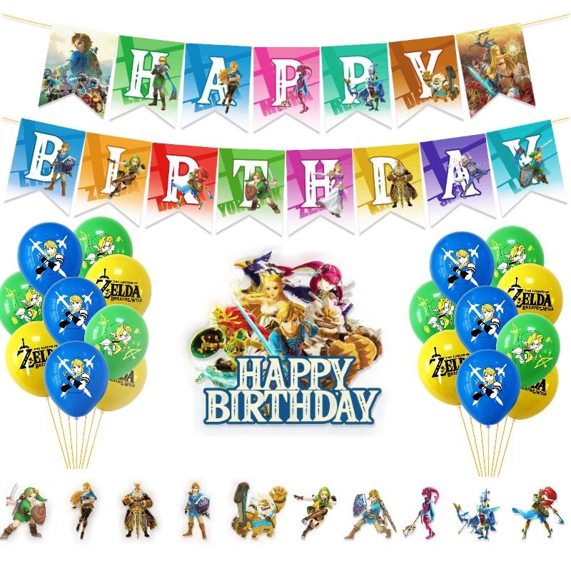 Legend Of Zelda Game Theme Balloon Banner Cake Toppers Set Party Decorations