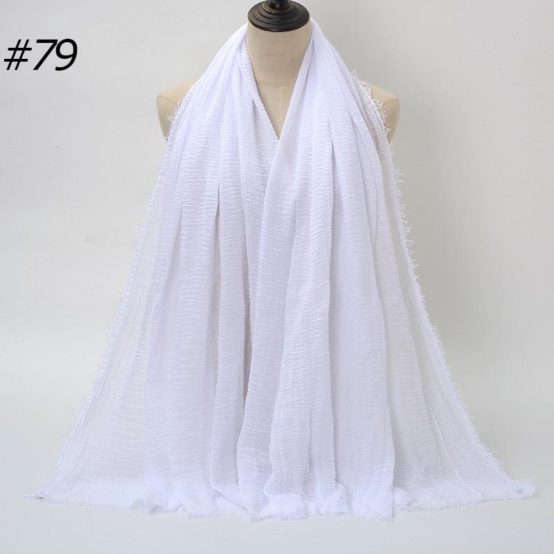 Solid Color Wrinkled Cotton-Linen Feel Women's Headscarf with Fur Edge