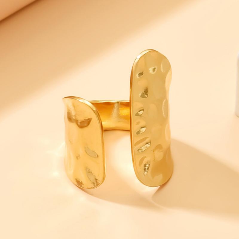 New Trend Gold Silver Color Texture Wide Rings for Women Men Geometric Irregular Wedding Ring Birthday Party Jewelry Gifts