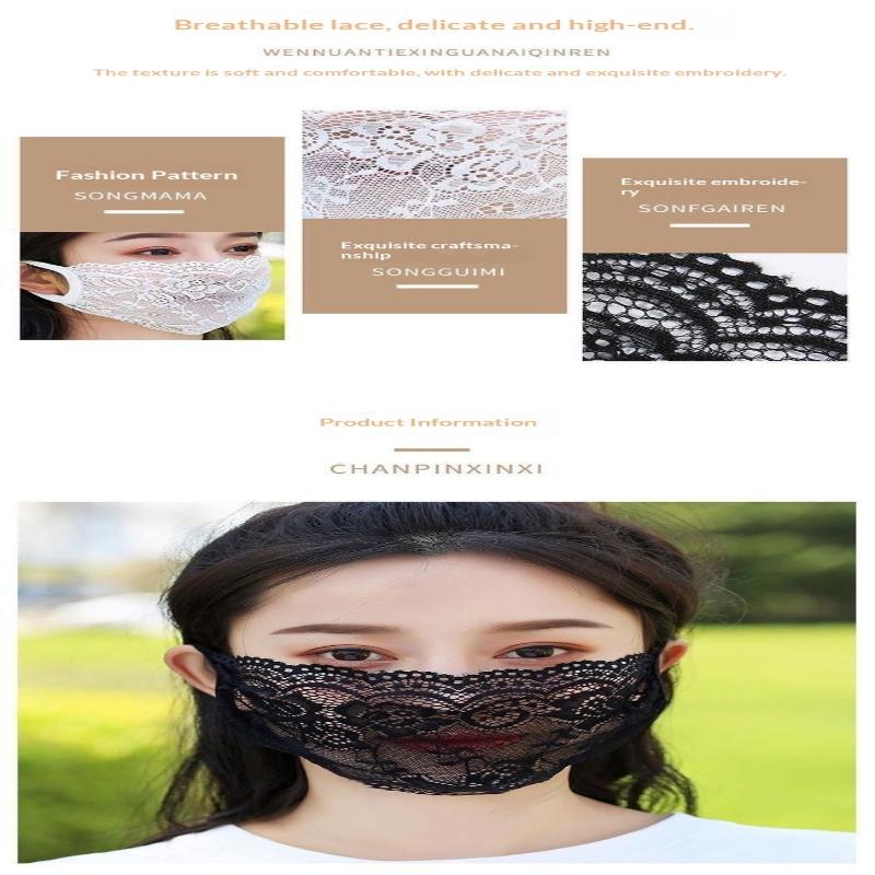 Lace Anti-Uv Sunscreen Mask Breathable Ear Cord Face Cover Scarf Hanging Ear Dust-Proof Scarves Mask Summer Dust-Proof Veil