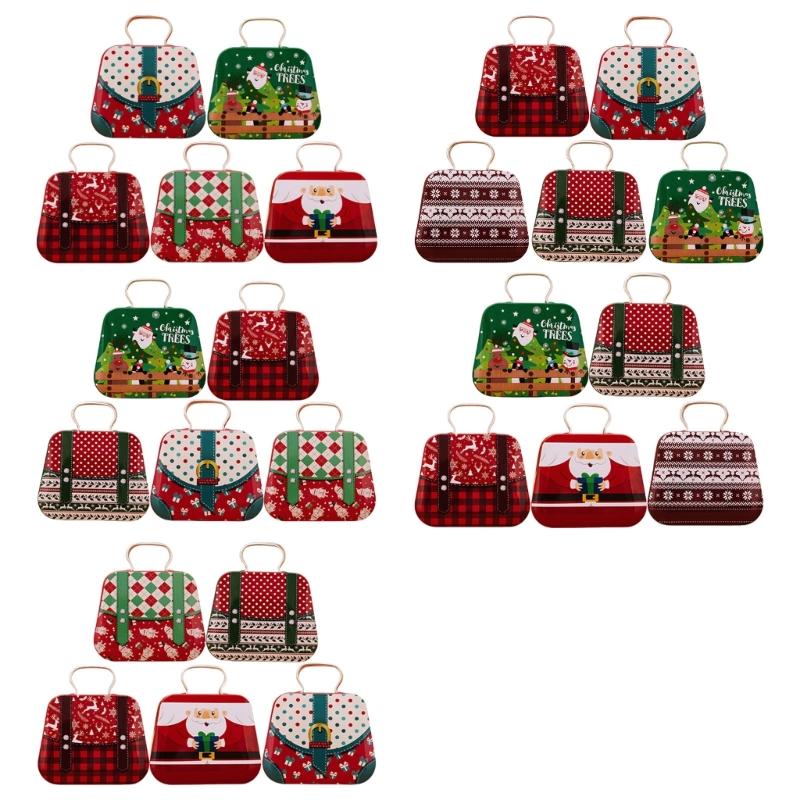 Holiday Themed Metal Carry Case Christmas Theme Tin Carry Holder for Gifts and Trinket with Convenient Handle