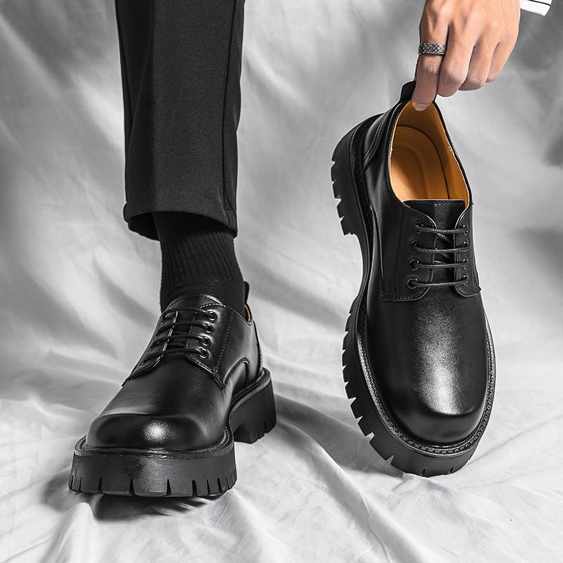 Sur-chaussures mocassins, petites chaussures en cuir, chaussures en cuir brillantes rehaussées à semelles épaisses style britannique, chaussures décontractées