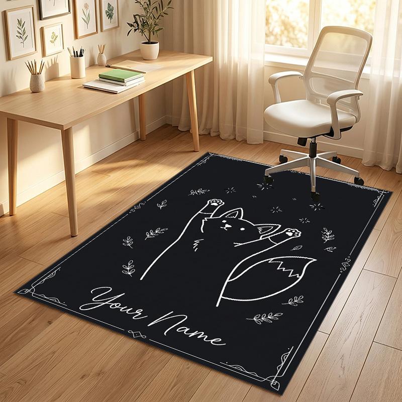 Nighttime Forest Theme Soft Crystal Velvet Rug Custom Name & Text Print Non Slip Floor Rug for Bedroom Living Room