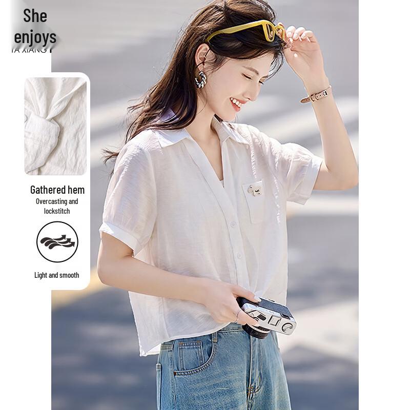 Women s Short Sleeve Fake Two-Piece Shirt L