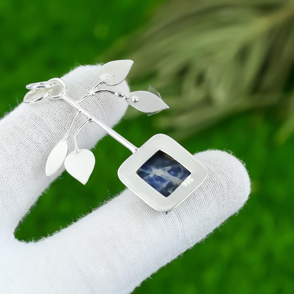 Wedding Gift For Her 925 Sterling Silver Natural Sodalite Gemstone Pendant