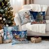 Santa Claus Snowman Pillowcase Printed Polyester 40/45/50Cm Throw Pillowcover Decorative Sofa Cushion Pillowslip Home Decor