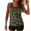 Damen Vintage Blumenprint Geteilter Badeanzug Sport Badeanzug
