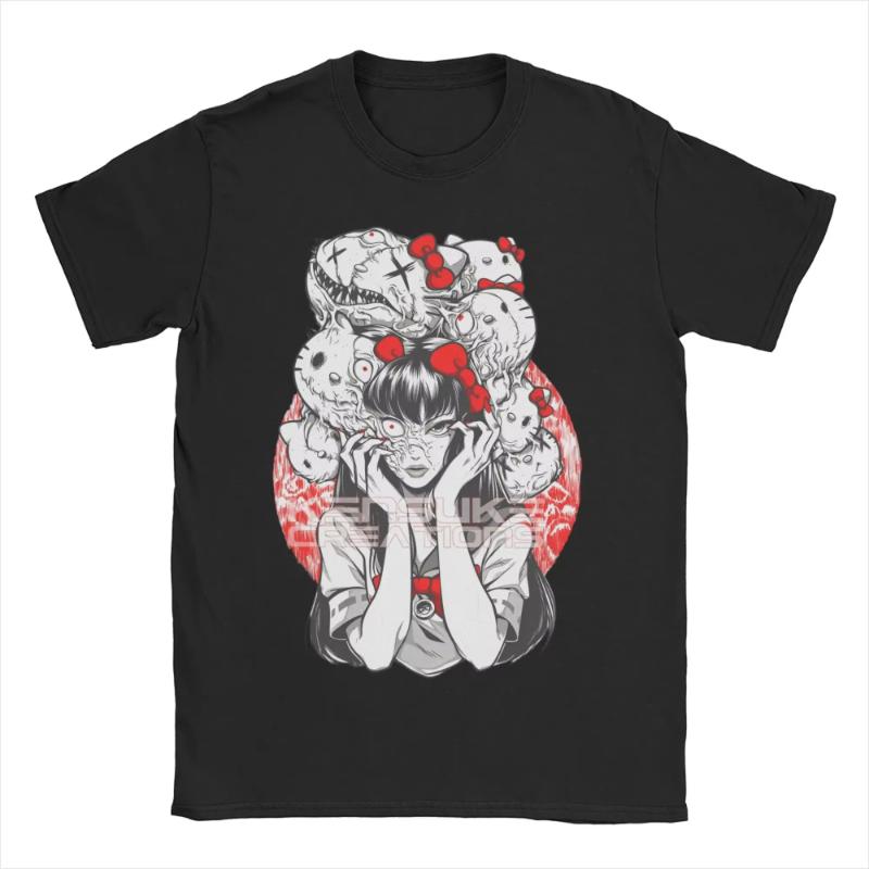 Junji-Itos Tomie X Hello Kitty Merch Unisex T Shirt Cotton Tee Graphic Printing Horror Tops T-shirt Oversized Y2k Men Women TEES