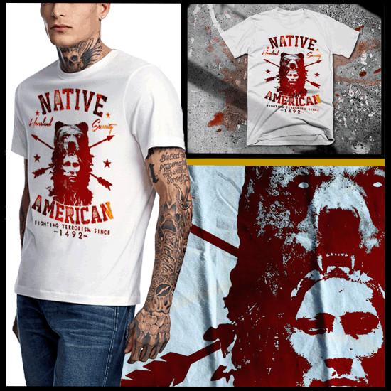 Native American Indian Warrior Headdress, Geronimo,Tomah wbr/ awk Katana Tribal Spirit Unisex T-Shirt XXL