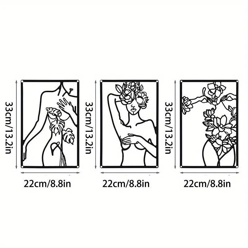 Creative Iron Art Silhouette: Beautiful Woman Line Drawing Metal Wall Hanging