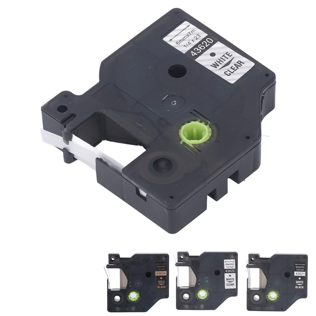 Fita para etiquetadora de 6 mm de largura e 23 pés de comprimento, à prova d'água, resistente a óleo, PET, transparente, para LMPC 16596 L