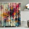 Modern Abstract Shower Curtain Artistic Bathroom Decor In Red Blue Yellow White Black Splash Watercolor Pattern Made Of Waterpro