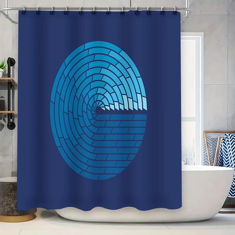 

Blue Spiral Shower Curtain Modern Abstract Art Bathroom Decor Waterproof Liner Backdrop Washable Home Textile W60H190(CM)-1 Pcs