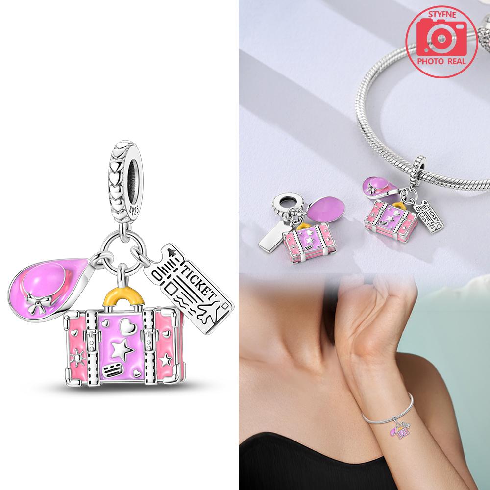 Charms Plata Copper Colors Luggage Carouselbead Fit Original Bracelet Diy Fine Jewelry Gift For Women