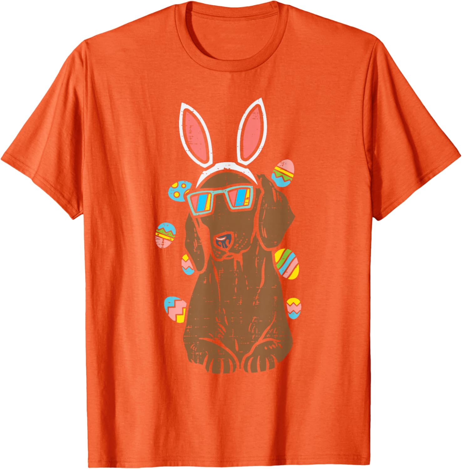Dachshund Easter Bunny Ears Glasses Graphic Tee Cute Wiener Dog T-Shirt Casual Trip 4XL