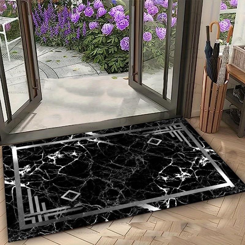 Black Marble Pattern Area Rug Carpet Modern Light Luxury Home Decor Non Slip Washable Floor Mat for Living Room Bedroom Entryway