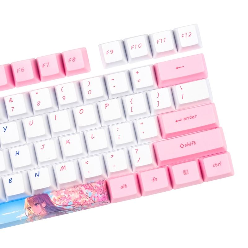 118 teclas/conjunto OEM Perfil Azul Girlish Keycap para teclado mecânico PBT Sublimação de tinta para chave Melhor presente para