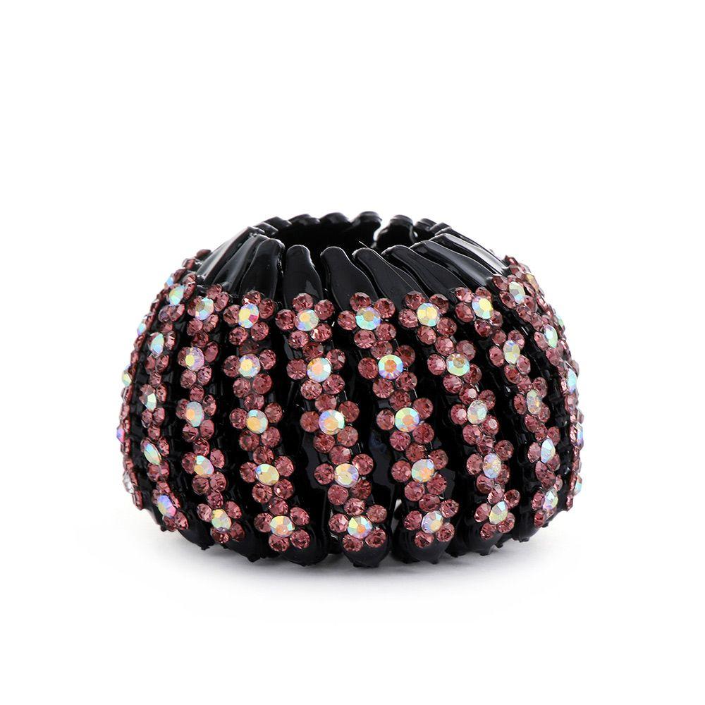 Hair Headwear Rhinestone Hair Fold Wrap Crystal Hair Bun Maker Bird Nest Hair Claw Ponytail Clamps