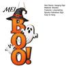 Decorative Hanging Sign Halloween Boo Ghost Sign, Wooden Door Hanger Cute Retro Decor Witch Hat for Front Wall Festival Celebration