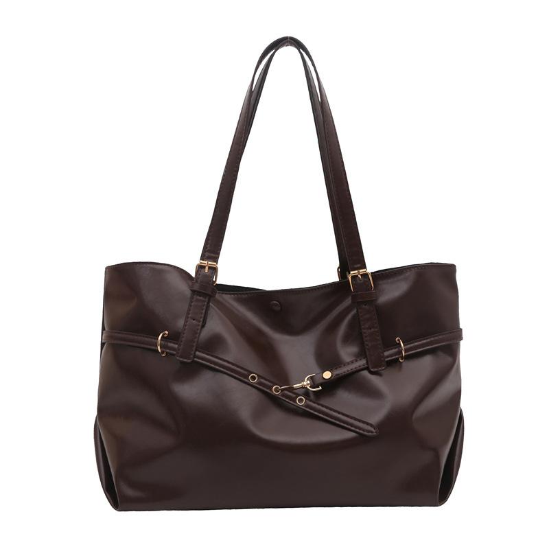 

This year s popular bag women s large-capacity 2025 new autumn and winter retro versatile shoulder bag student class tote bag темно-коричневого