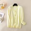 V Cardigans Women Knitted Houndstooth Neck Single Breasted Full Sleeve Top Black Gray Pink One Size