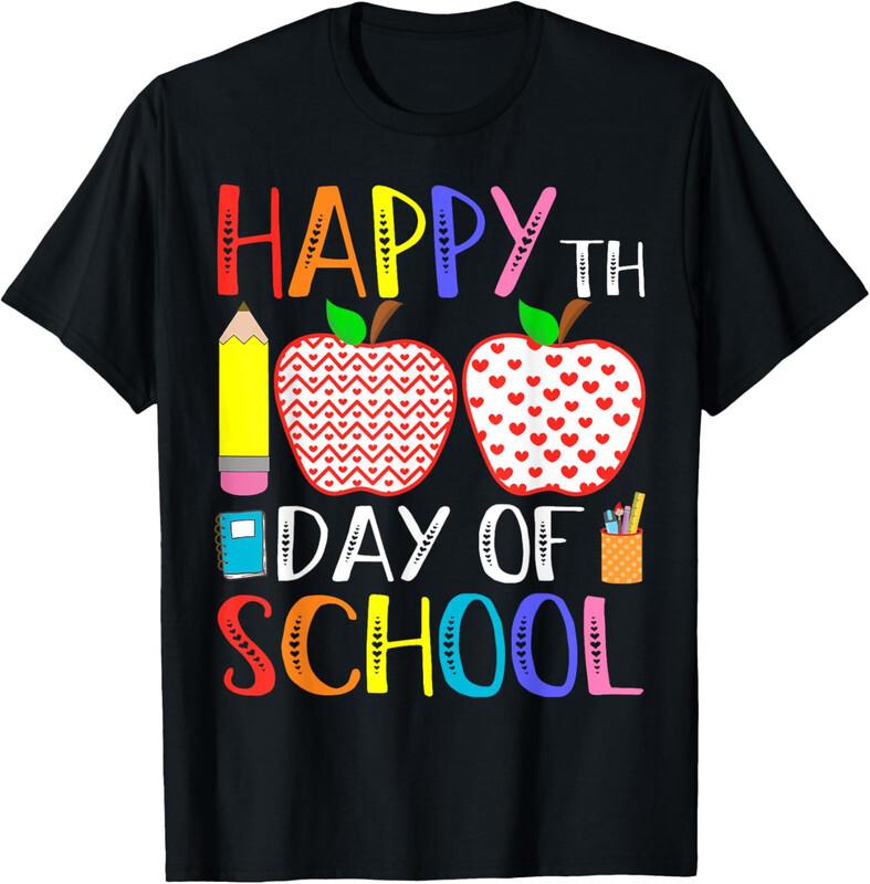 Happy 100th Day Of School Teacher 100 Days Pencil Unisex T-shirt XL
