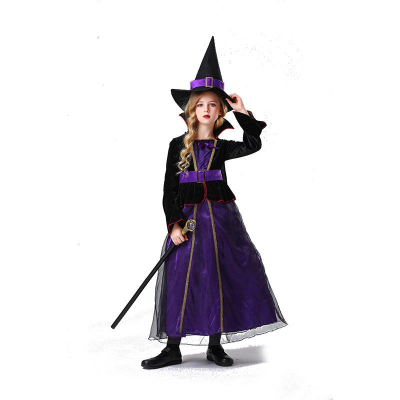 Cosplay Kinder Halloween Verkleidung Hexe Kostüm Bühnenauftritt Kostüm Maskenball Verkleidung