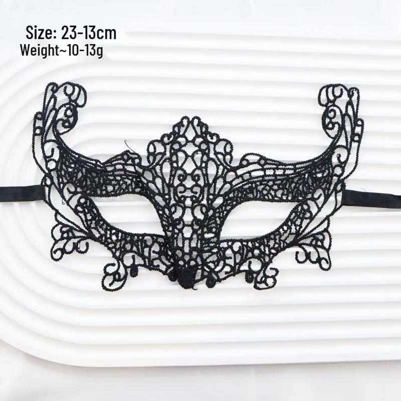Adult Masquerade Irregular Black Lace Half Face Mask with Musical Note Design