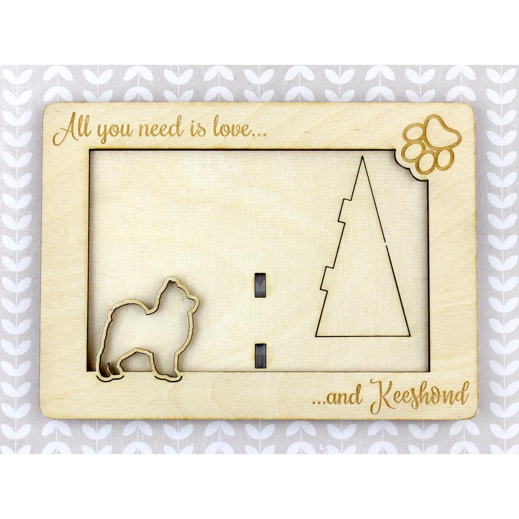 Keeshond, Dutch Barge Dog, Smiling Dutchman – Photo frame, engraved wooden frame | Art-Dog