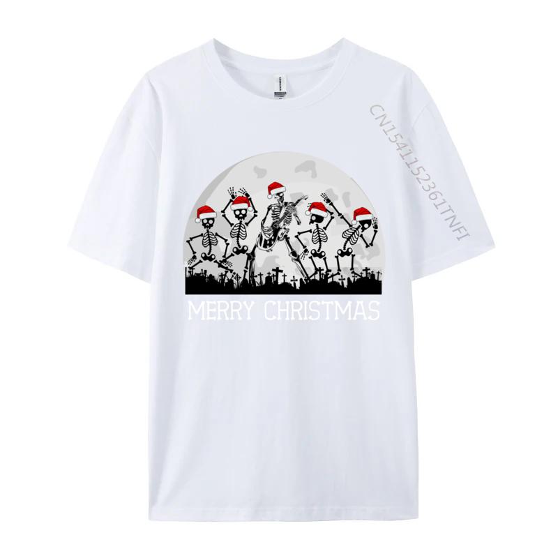 Skelette tanzen zu Rockgitarre auf Friedhof Frohe Weihnachten T-Shirt Kleidung Mann T-Shirts Einfaches T-Shirt Nagelneu