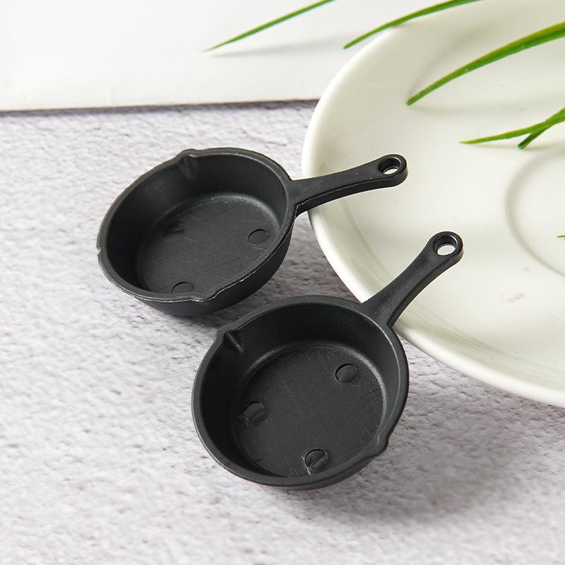 Mini Wok Frying Pan & Spoon Set for Dollhouse Kitchen Toy Accessories