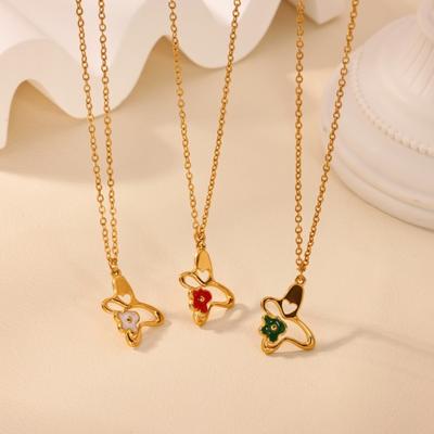 Advanced Sense Hollow Butterfly Love Drip Necklace Female Niche Cold Wind Personality Stainless Steel Collarbone Chain New