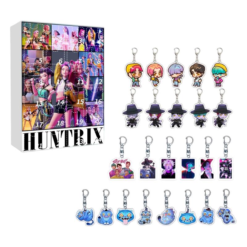 Kpop Caçadores de Demônios Caixa Surpresa Caixa Misteriosa 24 Dias Contagem Regressiva de Natal Calendário do Advento Chaveiro Pingente de Bolsa Presente de Festival