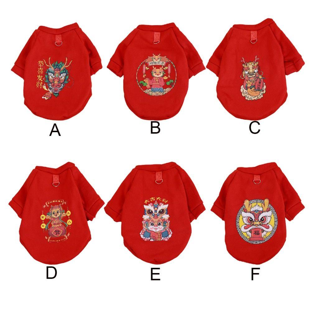Cartoon Dragon Cats Coat Chinese Style Zodiac Dragon Dog Clothes New Year Dog Hoodies Winter