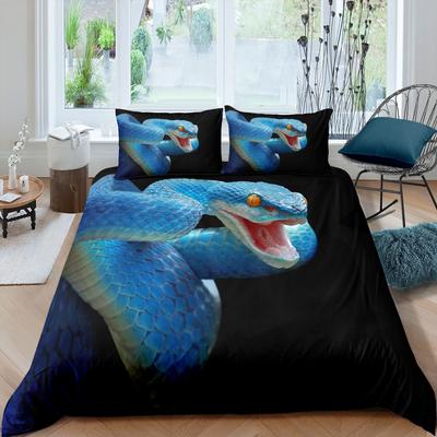 Schlangen Bettbezug Set 3D Python Polyester Bettdeckenbezug Reptil Tropisches Thema Steppdeckenbezug für Kinder Jungen Mädchen Schlafzimmer Doppelbettgröße