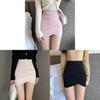 Gonna Corta Irregolare a Vita Alta da Donna con Tessuto Elasticizzato in Misto Cotone per Uso Casual Primaverile