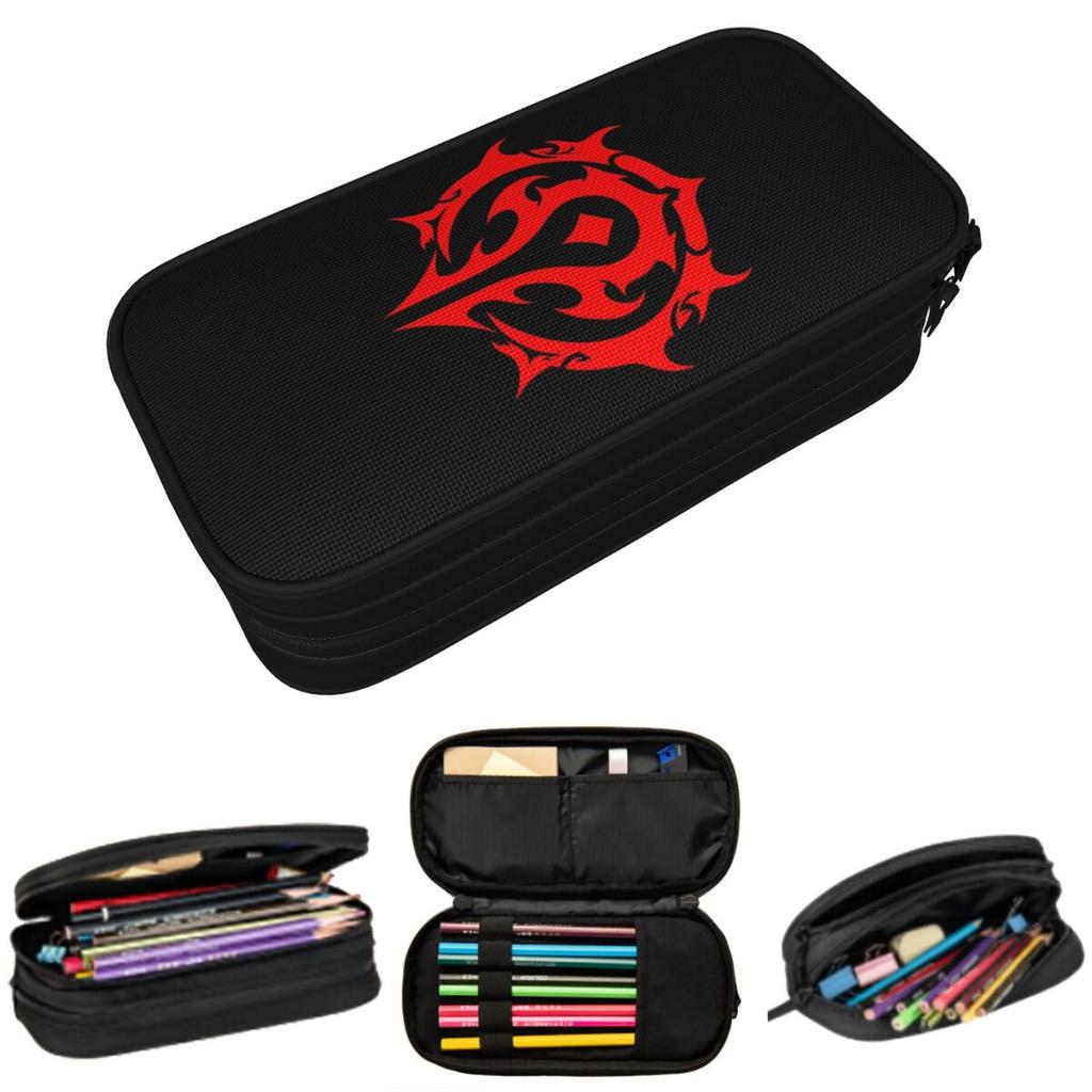 World Of Warcraft Logo Pencil Cases for Students Gifts Pen Box Pencil Bag Large Storage Pencil Pouch