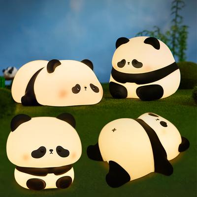 LED-Nachtlichter, niedlicher Panda, Berührungssensor, Silikonlampe, USB-Ladezeit, Zimmerdekor, Nachttischlampe, Kindernachtlicht, Geburtstagsgeschenk