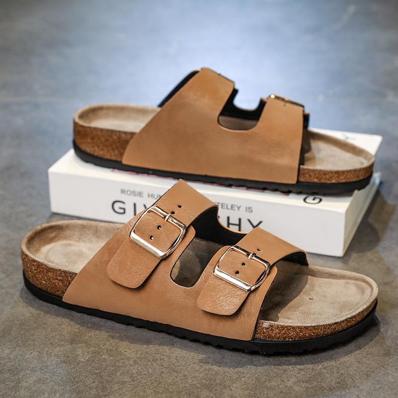 Summer New Slippers Birkenstocks Sandals Men's and Women's Simple Casual Outer Wear Couple Beach Shoes Retro Open-toed Shoes