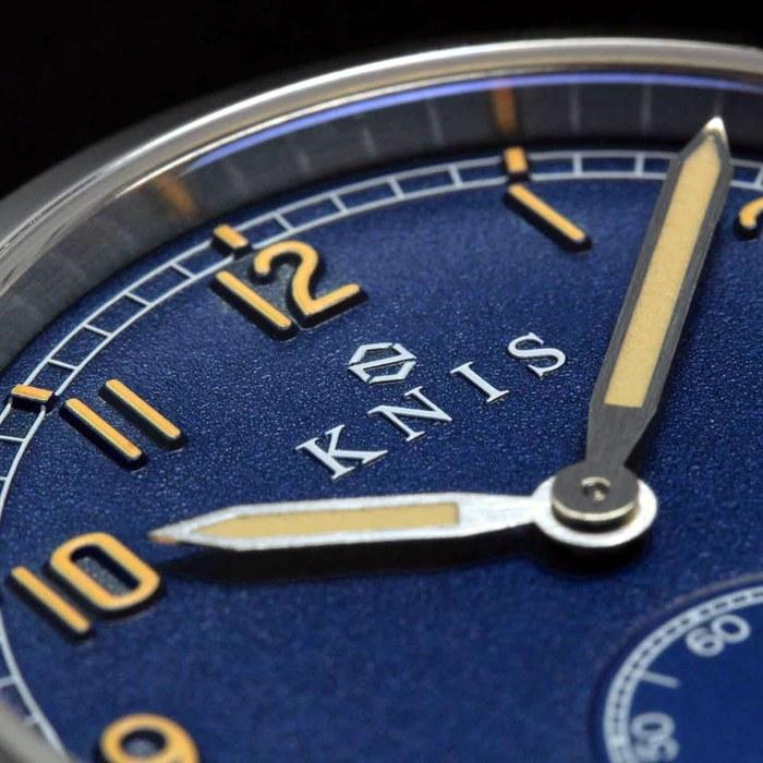 KNIS Retro Military Watch Men's Sapphire Glass 10 ATM Water Resistant Blue Dial Navy Leather KN003-BLNVLE