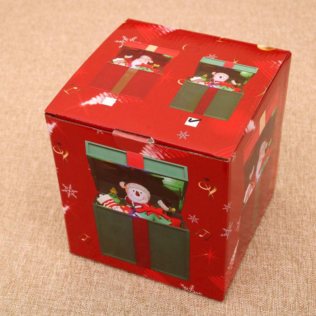 Luminous Christmas Gift Boxes and Music Box Ornaments for Shop Windows